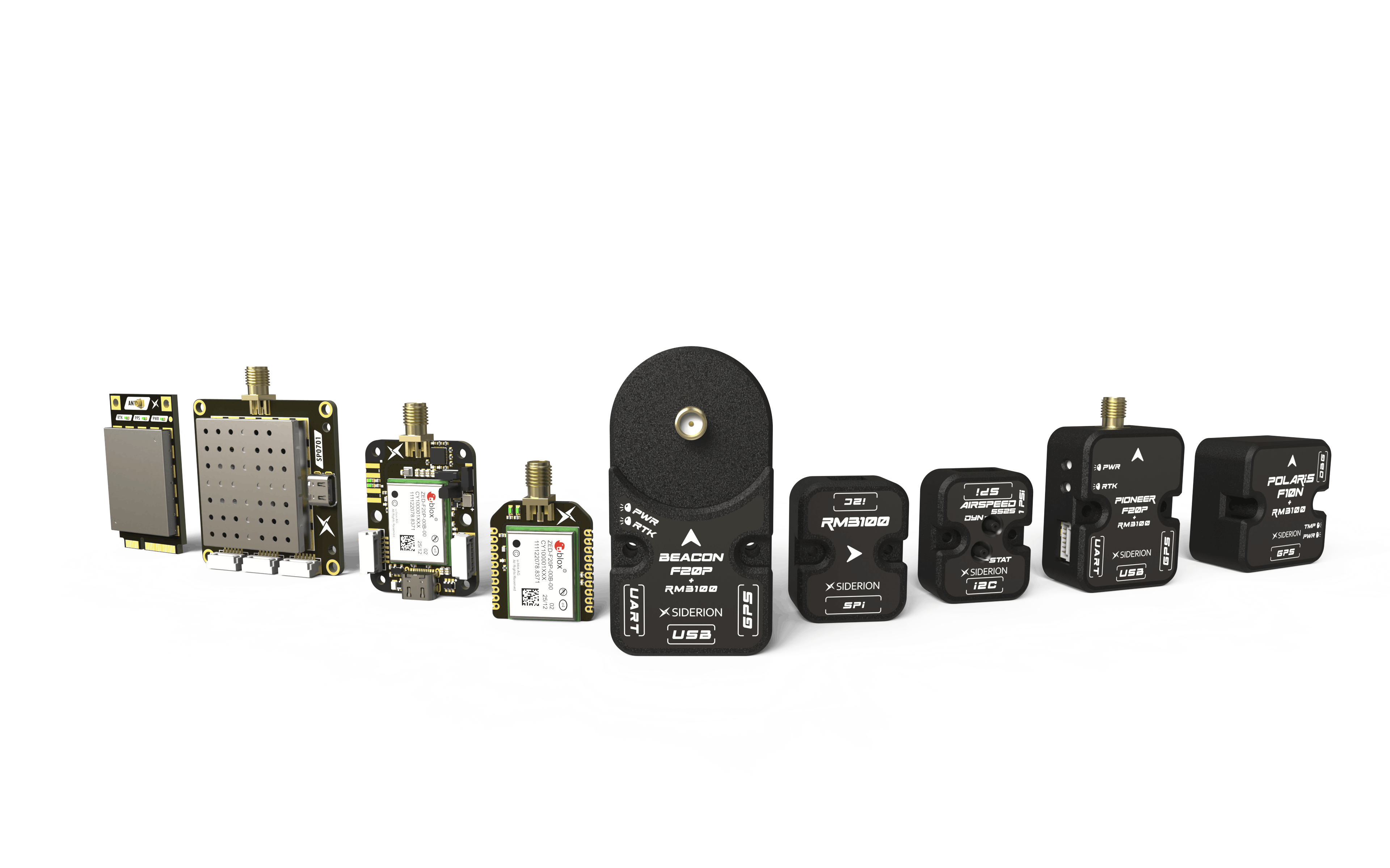 Collection of electronic components on a white background