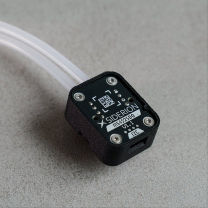 Siderion MS4525 Airspeed differential pressure sensor on a gray background. Silicone tubes visible.