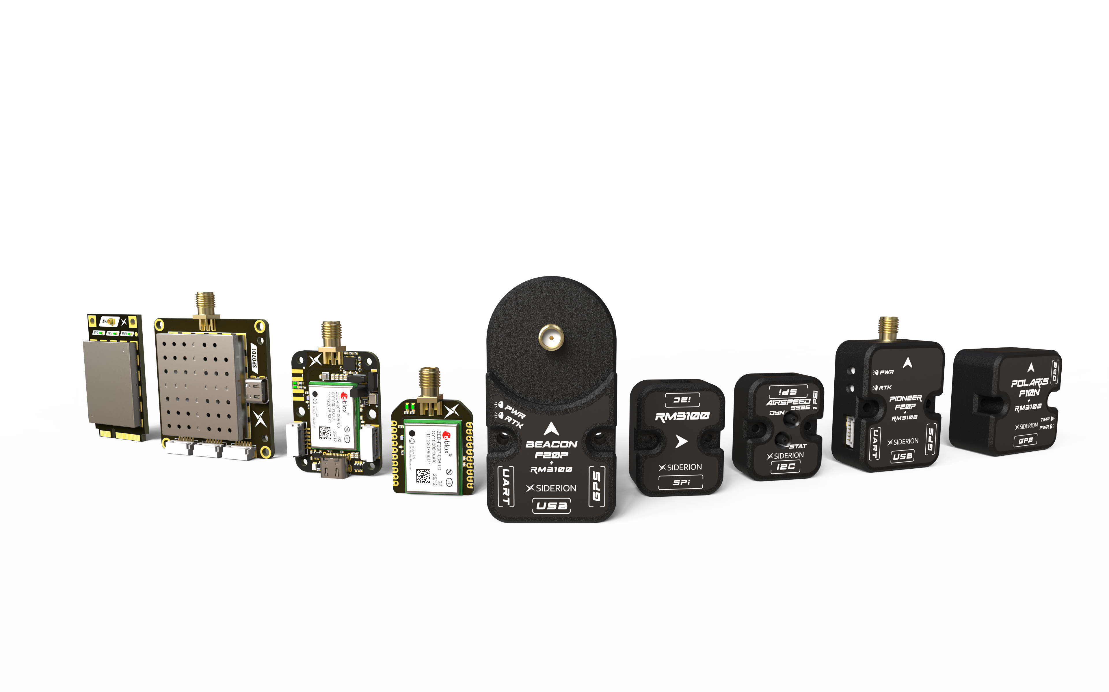 Collection of electronic components on a white background