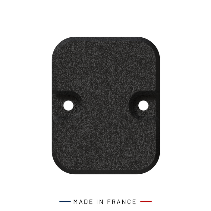 A Siderion RM3100 magnetic sensor, black textured rectangular mounting with rounded corners and two circular cutouts, shown on a white background with 'MADE IN FRANCE' text below.