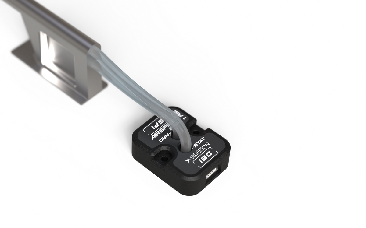 Close-up of a black MS5525DSO Airspeed sensor on a white background